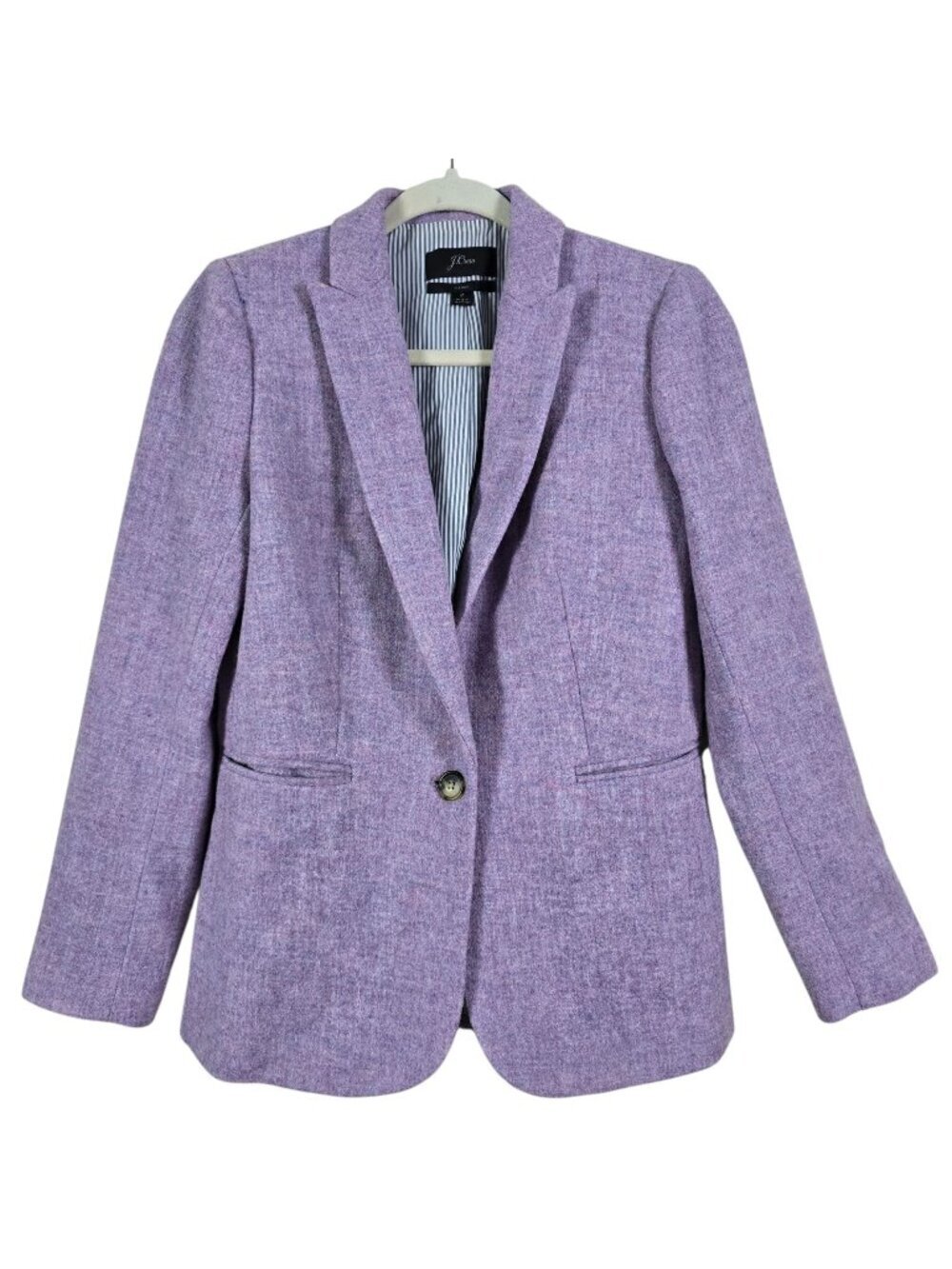 J. Crew Womens Purple Parke 100% Wool Preppy Work Old Money Blazer Jacket Size 2